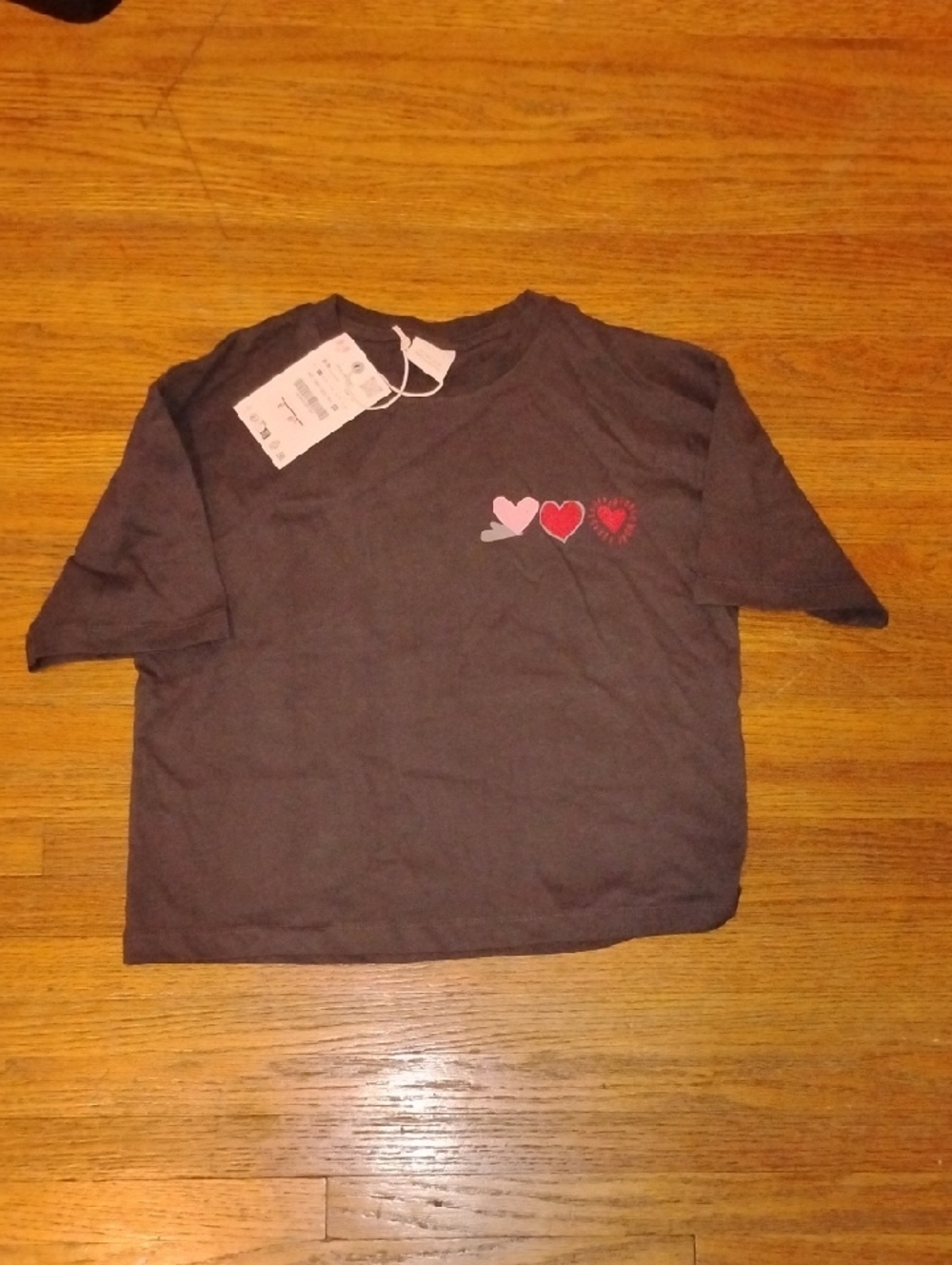 Kids Dark Gray Heart Graphic Tee - Zara